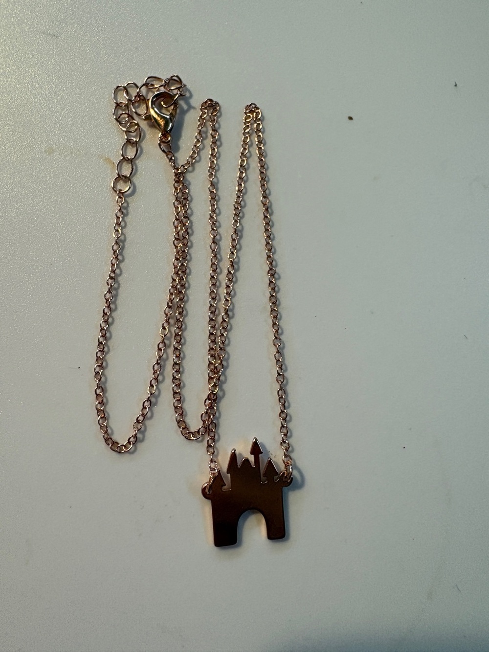 Castle Pendant Necklace in Bronze tone